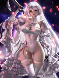 1girls big_breasts breasts cleavage female female_only large_breasts liang_xing looking_at_viewer nier nier:_automata solo thighhighs yorha_2b