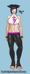 black_hair blank_background dickgirl futa_only futanari hemlockgrimsby intersex juri_han pink_toenails standing street_fighter