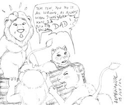 2004 angry anthro anthro_only anus ass asthexiancal caught embarrassed father_and_daughter father_of_the_pride from_behind furry incest kate_(father_of_the_pride) larry_(father_of_the_pride) monochrome sarmoti sex sierra_(father_of_the_pride) vaginal_penetration white_lion