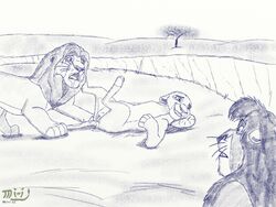 2008 anus disney feline female female_focus feral feral_on_feral fur furry furry_only kiara kovu lion male male_focus mammal monochrome pussy simba straight the_lion_king the_lion_king_ii:_simba's_pride
