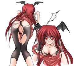 ass breasts censored danshaku demon_girl head_wings headwings koakuma pussy succubus tear the_embodiment_of_scarlet_devil torn_clothes touhou wings