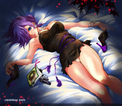 1girls bracelet breasts chito chitose_(love_star_strip) christmas cleavage color earrings female female_only firearm footwear gun handgun high_heels human jewelry jojo's_bizarre_adventure light-skinned_female light_skin lying necklace on_back pale_skin panties pink_hair pistol revolver shoes short_hair shounen_jump solo trish_una underwear vento_aureo weapon