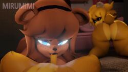 1boy 1boy2girls 2girls 3d animated anthro ass big_ass blowjob bubble_butt chiku chiku_(zanicart) cryptiacurves eye_contact fazclaire's_nightclub fellatio female female_on_top femdom five_nights_at_freddy's freddyxchica fredina's_nightclub frenni_fazclaire furry golden_freddy_(fnaf) golden_fredina_(cally3d) looking_at_viewer male mirumimi shorter_than_10_seconds straight tagme twerking type_0 video voluptuous