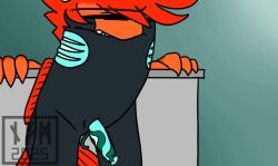 among_us animated anthro black_body blue_cum blue_penis bodily_fluids clownfish colored_cum cosau cum ejaculation fanko fin fish furniture genital_fluids genitals gills hair hands-free healer_(cos) innersloth kinktober_2025 male male_only marine namarick orange_hair orange_hands penis pomacentrid simple_background solo table teeth tendrils unusual_bodily_fluids unusual_cum unusual_genital_fluids watermark