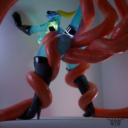 3d_(artwork) against_surface against_wall anal anthro clothing cybernetics cyborg digital_media_(artwork) empty_room female footwear goo_creature hi_res high_heels leg_wrap machine phrostbite pussy shoes solo tentacle vaginal_penetration