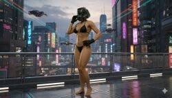 ai_assisted bikini doom doom_(series) doomgirl female futuristic_background gloves helmet helmet_girl marine