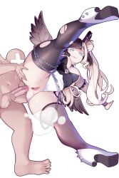 1boy absurdres anal anal_penetration anal_sex animal_ears black_hair blue_eyes blunt_bangs breasts double_bun faceless faceless_male female female_penetrated hair_bun head_wings high_heels highres hotvr indie_virtual_youtuber long_hair male male/female male_penetrating male_penetrating_female medium_breasts multicolored_hair penis penis_in_ass playboy_bunny pussy pussy_juice rabbit_ears sex sivi_(vtuber) straight virtual_youtuber wings
