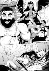 1boy 1girls adhoc_studio assassin buff_male comic comic_page compliment complimenting_partner coupe dark-skinned_female dark_skin dialogue_box dialogue_bubble dispatch_(game) dwarf dwarf_male dwarfism english english_dialogue english_text female female_on_top hugging hugging_partner imminent_sex kissing kissing_while_penetrated male midget muscular muscular_male naked_female naked_male official official_art punch_up_(dispatch) pussy screenshot sex sex_after_fight smaller_male stripper_clothes text vaginal_penetration