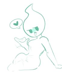 blush ddguy female ghost ghost_girl green_eyes handjob_gesture heart looking_at_viewer mob_face no_humans oc open_mouth sexually_suggestive simple_background simple_face tongue