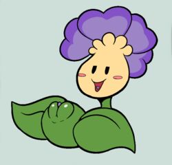 1girls 2019 blush female flower gray_background mario_(series) nintendo open_mouth paper_mario petunia_(paper_mario) plant pussy thunderfap vagina video_games