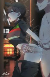 1boy 1girls chainsaw_man female gear_art higashiyama_kobeni male pants_down tagme worker