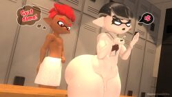 2boys 3d annoyed_expression ass bathhouse big_ass dark-skinned_male dark_skin earrings femboy goth goth_boy goth_femboy huge_ass inkling inkling_boy large_ass leviantan581re male male_only sfm source_filmmaker splatoon squish_(leviantan581re) tagme thick_thighs thighs towel