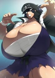 1girls bancho big_breasts breasts_bigger_than_head hat huge_breasts japanese_clothes sasaki_tatsuya tagme