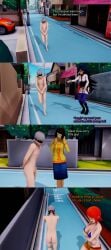 1boy 3d 3girls clothing completely_nude covering embarrassed enf4life9 exhibitionism female humiliation male micropenis midnight_(my_hero_academia) my_hero_academia nami_(one_piece) nier:_automata nier_(series) one_piece persona public sadayo_kawakami small_penis small_penis_humiliation tiny_penis yorha_9s