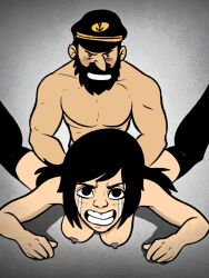 1boy 1girls breasts captain_haddock crying crying_with_eyes_open dilf fucked_from_behind fucked_silly maledom ms._masmia older_male original_character rape sex_from_behind smile straight tear tearing_up tears the_adventures_of_tintin wtf