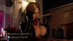 3d 3d_animation animated big_breasts big_penis bike biker_clothes blonde_hair blowjob bouncing_breasts evilaudio face_fucking glansjob leather_clothing licking licking_penis male male/female namco nina_williams paizuri penis_lick sound tekken tekken_7 titfuck titjob tongue_out vchansfm video video_games wet_body