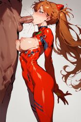 ai_generated asuka_langley_sohryu big_breasts blowjob blowjob_face blush deep_blowjob deep_throat deepthroat face_fuck face_fucking neon_genesis_evangelion oral_sex round_ass teardrop_breasts