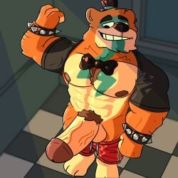 1boy 1male 2023 abs anthro anthro_focus anthro_only anthro_solo bear black_nose bodypaint bow_tie bowtie bracelet bracelets digital_drawing_(artwork) digital_media_(artwork) erect_penis erection five_nights_at_freddy's glamrock_freddy_(fnaf) huge_cock male male_anthro male_focus male_only mammal mammal_humanoid mayontte mostly_nude muscle muscles muscular muscular_anthro muscular_male partially_clothed partially_clothed_male pecs pectorals penis penis_out smile smiley_face smiling solo solo_anthro solo_focus solo_in_panel solo_male spiked_bracelet top_hat tophat undressing ursid ursid_humanoid