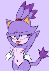 akuzaguy anthro blaze_the_cat breasts felid feline female fur mammal nipple_fetish nipple_play nipples nude sega simple_background small_breasts solo solo_focus sonic_(series) sonic_the_hedgehog_(series) tail