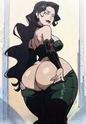 1girls ai_generated ass ass_bigger_than_head ass_focus big_ass bubble_butt female female_only full_body fullmetal_alchemist hourglass_figure huge_ass human looking_at_viewer looking_back_at_viewer lust lust_(fullmetal_alchemist) presenting_ass rear_view round_ass showing_ass solo