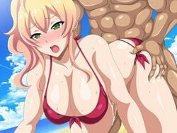 ass_grab beach bikini breasts clothed_female_nude_male cum cum_in_pussy cum_inside gyaru hajimete_no_gal hip_grab male moan moaning sex yame_yukana