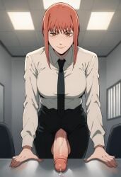 1futa acdhghg ai_generated balls big_penis chainsaw_man clothed_futanari erect_penis erection futa_only futa_sans_pussy futanari huge_cock looking_at_viewer makima_(chainsaw_man) precum presenting solo testicles