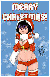 1girls 2017 5_fingers bare_breasts bare_shoulders bell big_breasts big_hero_6 black_hair booty_shorts breasts brown_eyes busty callmepo candy_cane christmas christmas_outfit cleavage closed_mouth clothed clothed_female clothes clothing color colored curvaceous curvy curvy_body curvy_female curvy_figure dark_hair dated disney english english_text eyeshadow facing_viewer female female_focus female_only fingerless_gloves food fully_clothed gloves gogo_tomago hair happy hat human human_only large_breasts light-skinned_female light_skin looking_at_viewer makeup marvel marvel_comics midriff multicolored_hair navel no_bra open_eyes purple_eyeshadow purple_hair red_gloves revealing_clothes santa_costume santa_hat scarf shiny shiny_skin short_hair shorts signature simple_background smile smiling snowflake snowflake_background snowflakes solo solo_female solo_focus standing superheroine tease text thigh_highs thighhighs two-tone_hair two_tone_hair uncensored