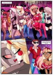 bbmbbf breasts canon_couple charlie_morningstar_(hazbin_hotel) dancing english_text female hazbin_hotel hell_of_a_night helluva_boss human_loona human_verosika_mayday kiss loona_(helluva_boss) page_3 palcomix tagme text twerking vaggie_(hazbin_hotel) verosika_mayday_(helluva_boss) yuri