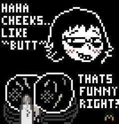 1boy 1girls 2d ass_focus big_ass blush edit ellisandarbros female female_only frisk funny human human_female looking_at_viewer mommymomorin pixel_art self_upload stockings tagme undertale undertale_(series) undertale_au undertale_broken_memories