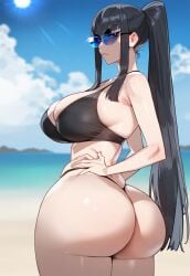 1girls ai_generated artstyle_imitation asian asian_female ass black_hair blue_eyes blue_glasses breasts dat_ass female female_only floox hi_res high_resolution huge_ass kill_la_kill kiryuuin_satsuki large_breasts light-skinned_female light_skin long_hair naughty_face paag stable_diffusion sunglasses thiccwithaq_(ai_style) thick_thighs wide_hips