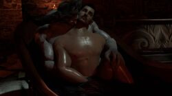 2boys 3d 3d_model abs anthro artist_name artist_signature bara bath bathing bathing_together bathtub biceps candle candlelight canon_couple closed_eyes couple cuddling dark-skinned_male dark_hair dark_skin dorian_pavus dragon_age dragon_age_inquisition duo eyepatch eyewear facial_hair gay gay_male grey_body grey_skin horn horns human iron_bull kissing kissing_neck looking_pleasured mage male male/male male_only moustache muscles muscular muscular_male nipples padme4000 pansexual_male pecs qunari romantic video_games water yaoi