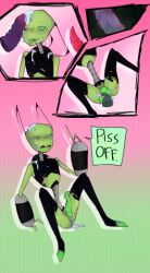 1boy after_sex alien alien_boy alien_humanoid anal anal_sex angry annoyed artist_request clothes_tearing cum cum_drip cum_in_mouth cum_on_face cumming cumshot dialogue gay gay_sex green_eyes invader_zim irken male male/female male_only ripping_clothing speech_bubble tallest_spork tapering_penis tentacle tentacle_penis tongue tongue_out unused_character