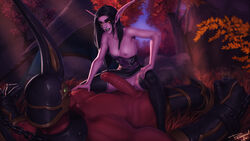 1boy 1girls 2019 areolae blizzard_entertainment bondage breasts broken_isles elf erection felguard female femdom huge_cock male malesub night_elf nipples original_character penis personalami pussy restrained small_breasts spread_legs suramar thelema thigh_sex warcraft world_of_warcraft