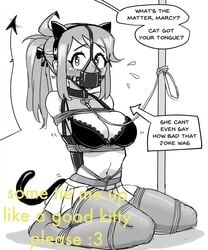 1girls 3rd_party_edit animal_ear_hairband armbinder arms_behind_back artist_request bondage bound cat_girl collar crotch_rope female female_only femsub gag gagged happy_sub harness_gag human_pet kneeling leash monochrome nekomimi panel_gag pet pet_girl pet_play petgirl petplay pun roleplay rope rope_bondage solo tied tied_hair tied_up