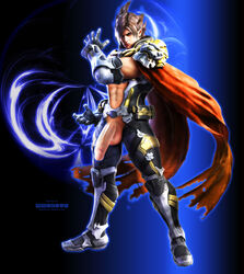 armor cape edit lars_alexandersson male male_only mmoboys mmoboys_(artist) penis photoshop solo standing tekken