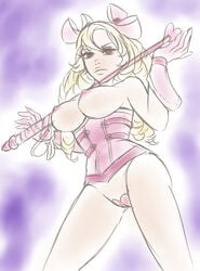 ass bad_censor blonde_hair breasts corset covering curly_hair curvaceous drill_hair fire_emblem fire_emblem_awakening gloves high_resolution lingerie lips long_hair maribelle_(fire_emblem) nintendo nipples nude pasties revoltingrat topless underboob underwear undressing very_high_resolution whip