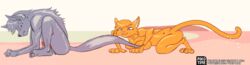 animated anthro canine cat dog feline female furry gray_fur grey_fur male naked nude orange_fur pikotime