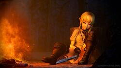 3d absurd_res blonde_hair bonfire boots bottomless braided_hair campfire clothed clothing female fire footwear gloves hair handwear hi_res humanoid hylian hyrule_warriors hyrule_warriors_definitive_edition hyrule_warriors_legends improvised_dildo improvised_sex_toy legwear linkle masturbation melee_weapon neckwear nintendo outdoors owo_sfm pale_skin penetration pointy_ears pussy shirt sitting solo sword the_legend_of_zelda tree vaginal vaginal_penetration video_games weapon