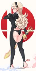 1girls artist_name ass blonde_hair clothing corrin_(fire_emblem) corrin_(fire_emblem)_(female) curvy elf female female_only fire_emblem fire_emblem_fates hair long_hair manakete nintendo panties sarukaiwolf solo super_smash_bros. sword thighs video_games