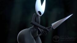 3d 3d_(artwork) 3d_animation 3d_model ass ass_cleavage ass_focus big_ass big_butt big_thighs black_body black_eyes black_skin blender_(software) blender_cycles butt_crack claws cute_expression cute_face grinding grinding_on_weapon hollow_knight hornet_(hollow_knight) insect_girl insect_humanoid insects masturbation pussy pussy_juice pussy_juice_drip pussy_peek sex_toy shaking sharp_claws sharpybutts solo solo_female tagme vaginal_grinding vaginal_juices vaginal_masturbation video wet wet_pussy