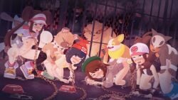 4girls 6+boys 7boys ahe_gao arcanine black_hair blue_eyes brown_eyes brown_hair cage chains clothed_sex collar cum cum_inside dog_bowl doggy_style ejaculation female gloria_(pokemon) hilda_(pokemon) houndour larger_female male multiple_males partially_clothed pokemon pokemon_(species) pokemon_bw pokemon_bw2 pokemon_sm pokemon_ss pokephilia riolu rockruff rosa_(pokemon) selene_(pokemon) sex small_dom_big_sub smaller_male team_plasma team_plasma_grunt team_plasma_grunt_(male) top-down_bottom-up witchanon yamper