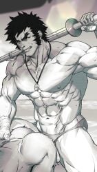 2boys abs anal anal_insertion anal_sex armpits arms_up ass_cleavage bara beach beefy big_ass big_breasts bubble_butt collarbone dark_hair doggy_style gay grass_in_mouth grin hayato_nekketsu hesoten holding_object kendo_stick looking_at_partner male male/male male_focus male_only male_penetrating male_penetrating_male mature_male monochrome muscles muscular muscular_arms muscular_ass muscular_legs muscular_male muscular_thighs object_in_mouth outdoor_sex pecs rival_schools sex shinai short_hair shunta sideburns six_pack sweat sweatdrop sweating sweaty swimsuit swimsuit_aside syunta_87 taped_hands thick_arms thick_eyebrows thick_thighs tough_guy tremble_spikes trembling whistle whistle_around_neck