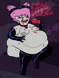 bbw belly big_belly burping dc fat fat_rolls jinx_(dc) love_handles obese obese_female overweight overweight_female slob teen_titans whiteraff