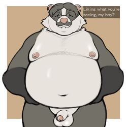 1boy animal anthrofied balls bara bear belly_button big_belly big_pecs chubby fat father flaccid flaccid_penis furry furry_male furry_only gay glasses gyakuten_saiban male male_only man_tits marvin_grossberg middle_part nipples nude older older_male penis smushysins tagme text yaoi