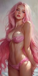 ai_generated nude nude_female perfect_body perfect_breasts pink_hair pretty_girl