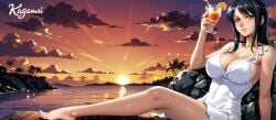 ai_generated big_breasts cover_page drink female female_only kagamai nico_robin one_piece wallpaper