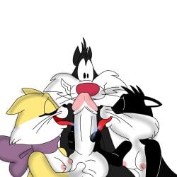 1boy 2girls blowjob closed_eyes double_blowjob fandomjdbx ibispaint ibispaint_(artwork) ibispaint_(medium) ibispaintx joke_art looney looney_tunes penelope_pussycat simple_background simple_shading sucking sucking_penis sylvester sylvia_cat threesome tongue_out warner_bros warner_brothers