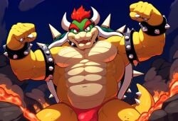 ai_generated biceps bowser bulge furry male male_only mario_(series) muscles muscular muscular_male nintendo reptile scalie super_mario_bros. thong