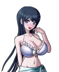 1girls accurate_art_style alternate_breast_size arm_behind_back artist_name bangs bare_shoulders big_breasts bikini_top blue_eyes blue_hair blush bow breasts busty cleavage clothed clothing curvaceous curvy curvy_female curvy_figure danganronpa danganronpa:_trigger_happy_havoc danganronpa_s:_ultimate_summer_camp edit eyebrows eyelashes female female_only hair_clips hair_ornament hairclip hand_behind_back hand_up huge_breasts idol karfound large_breasts light-skinned_female light_skin long_hair looking_at_viewer maizono_sayaka navel shiny_clothes shiny_hair shiny_skin sleeveless smile smiling solo sprite sprite_edit swimsuit swimwear tongue towel towel_around_waist twitter_username voluptuous voluptuous_female white_background