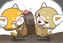 1boy 2girls :3 ^_^ accurate_art_style aggressive_retsuko aggretsuko animal_ears animal_nose anthro anus areolae bare_shoulders between_breasts black_eyes blush blush_stickers bodily_fluids body_fur bottomless breast_press breasts brown_fur canine closed_mouth clothed clothes_lift clothing double_paizuri double_titfuck duo ejaculation english_language english_text erection female female/female ffm_threesome fur furry furry_female furry_male furry_with_furry furry_with_non-furry genital_fluids genitals gosgoz group haida_(aggretsuko) hands_up happy hi_res humanoid_genitalia humanoid_penis interspecies inverted_nipples kiss_mark kiss_mark_on_penis large_breasts male male_pubic_hair mammal milf mother_and_child mother_and_daughter multiple_girls nipples nose_blush open_mouth paizuri parent parent_and_child penis precum purple_shirt retsuko retsuko's_mother sanrio semen sex shiny shirt shirt_lift short_hair sitting size_difference sleeveless sleeveless_shirt smile smooth_fur straight striped_tail sweat tail tears text threesome two-tone_fur upper_body vaginal_penetration wavy_mouth white_fur yellow_fur